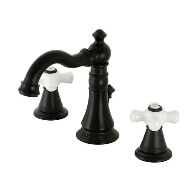 Kingston Brass FSC1970APX American Classic Widespread Bathroom Faucet with Brass Pop-Up, Matte Black