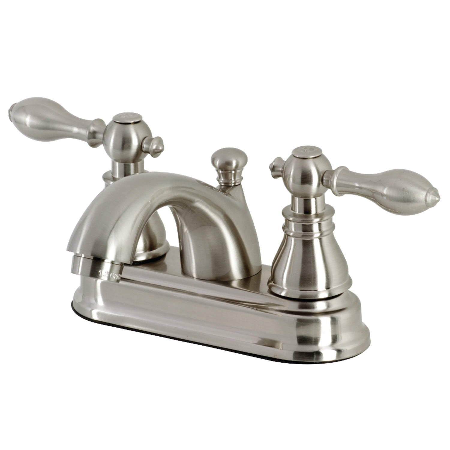 Kingston Brass American Classic Two-Handle 3-Hole Deck Mount 4" Centerset Bathroom Faucet with Plastic Pop-Up
