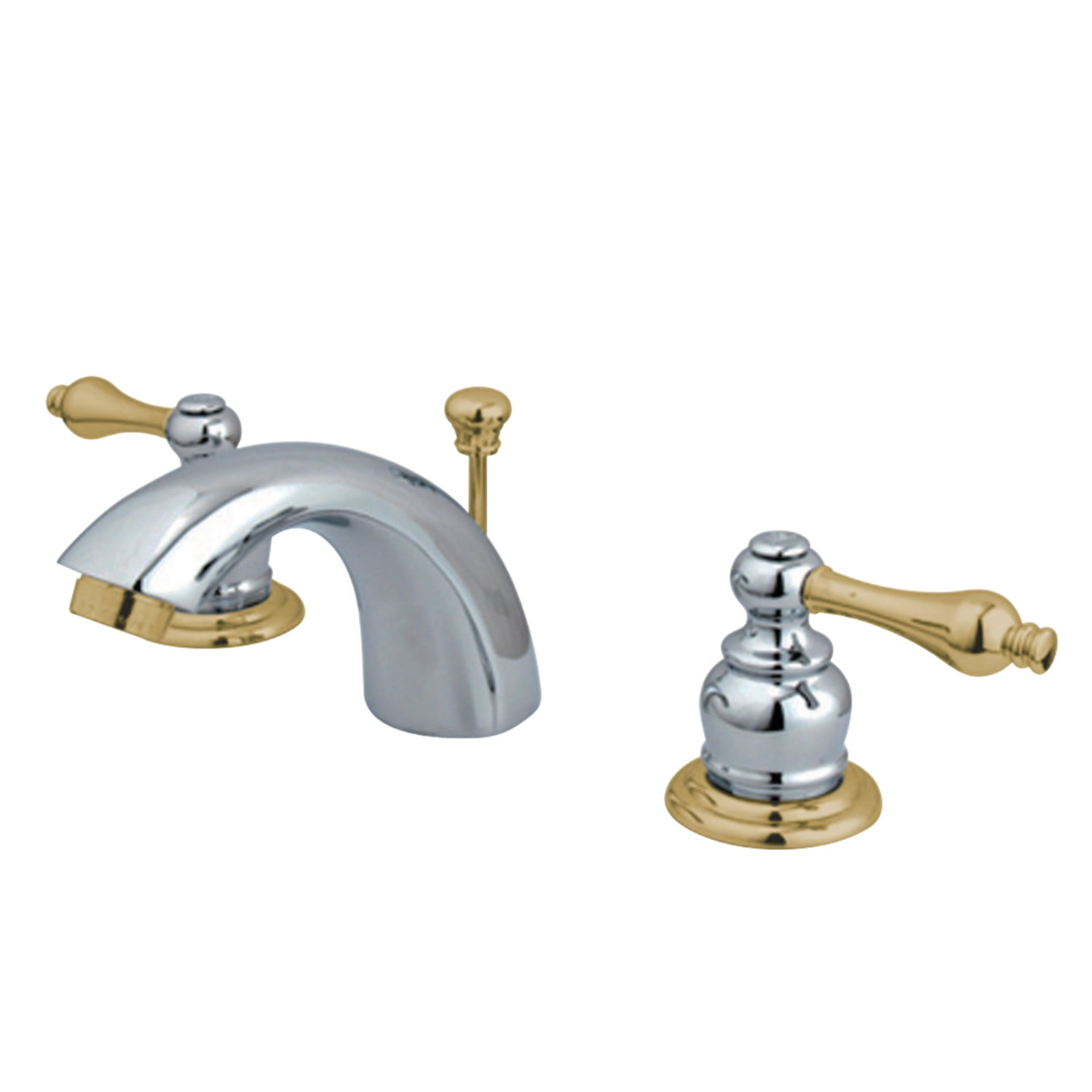 Kingston Brass Victorian Two-Handle 3-Hole Deck Mount Mini-Widespread Bathroom Faucet with Plastic Pop-Up