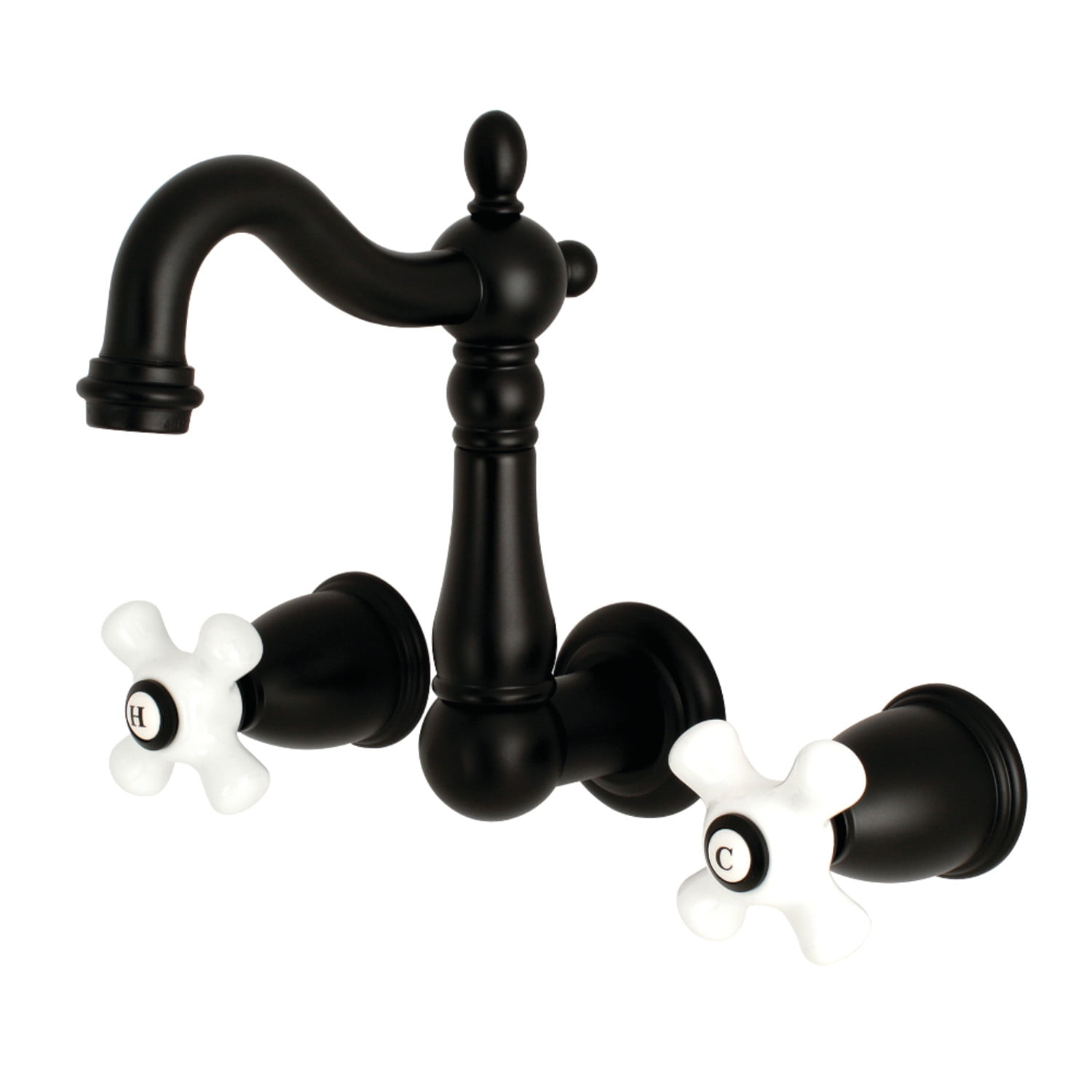 Kingston Brass Heritage Two-Handle 3-Hole Wall Mount Bathroom Faucet