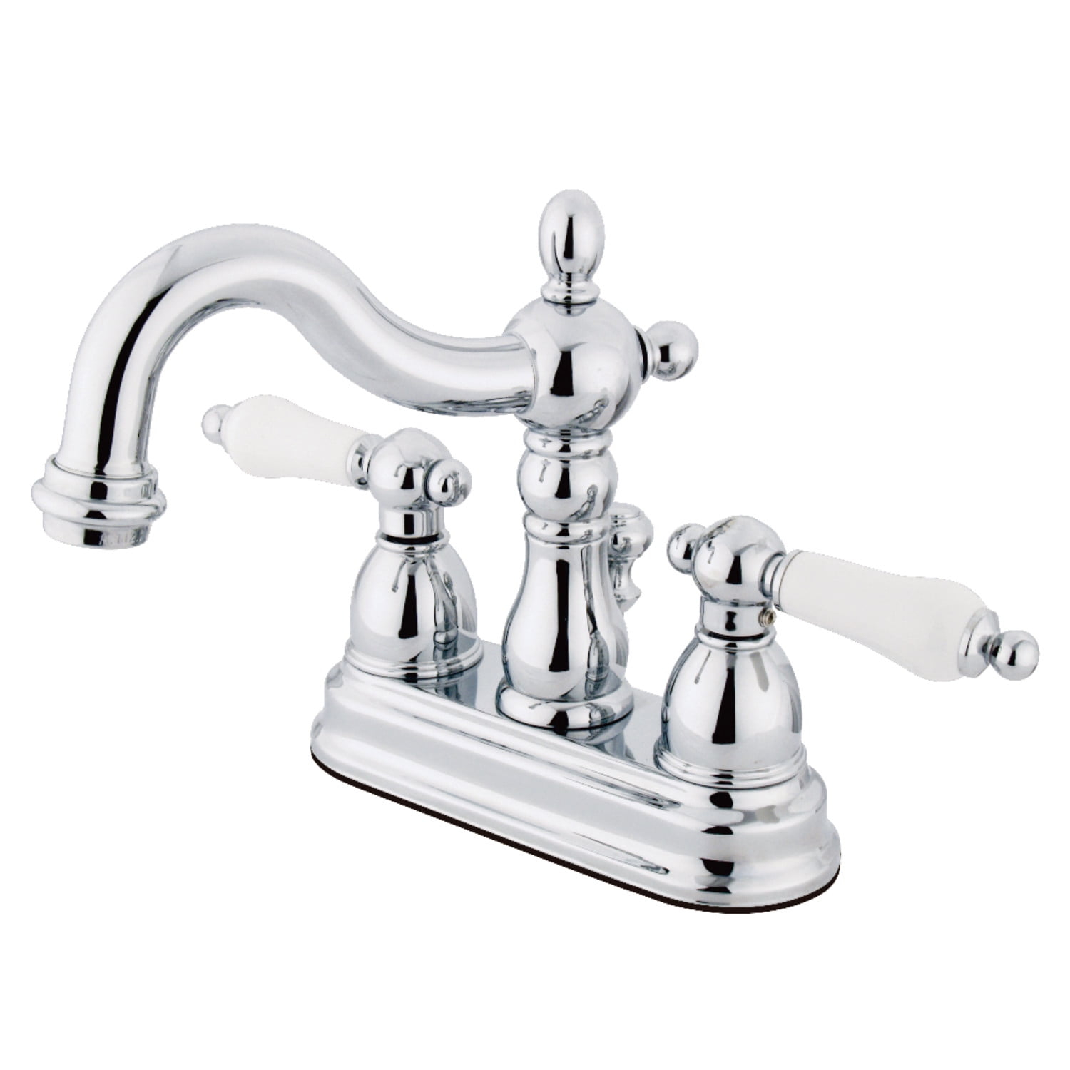 Kingston Brass KS1601PL Kingston Brass Heritage Two-Handle 3-Hole Deck Mount 4" Centerset Bathroom Faucet with Brass Pop-Up