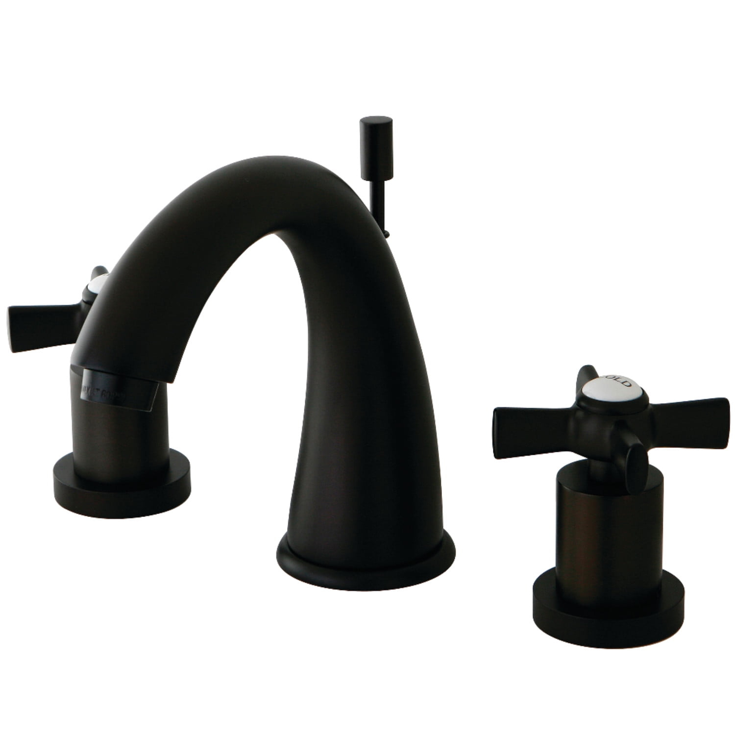 Kingston Brass Millennium Two-Handle 3-Hole Deck Mount Widespread Bathroom Faucet with Brass Pop-Up Drain