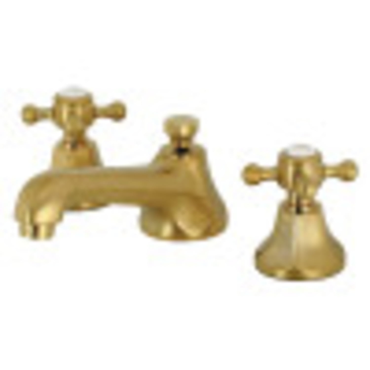 Kingston Brass Metropolitan Two-Handle 3-Hole Deck Mount Widespread Bathroom Faucet with Brass Pop-Up Drain