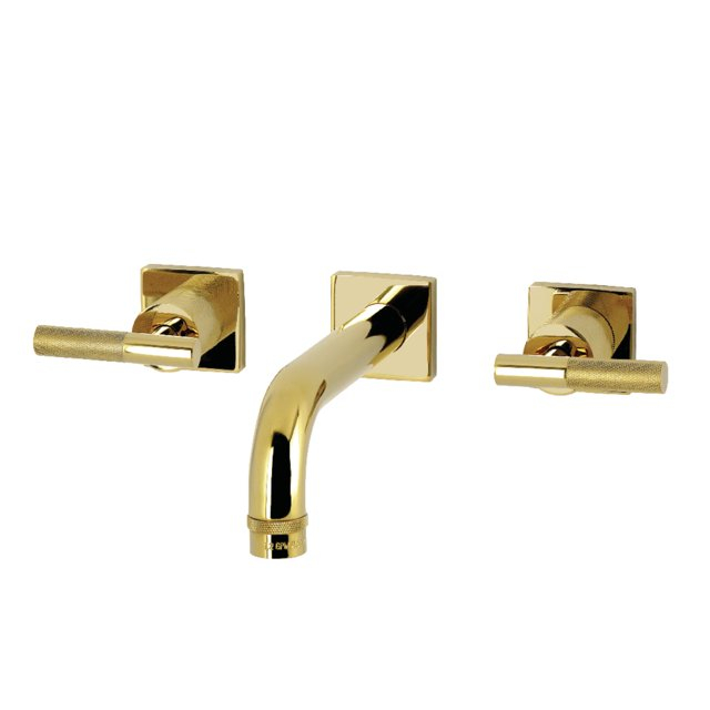 Kingston Brass Convergent Double-Handle 3-Hole Wall Mount Bathroom Faucet With Knurled Handle