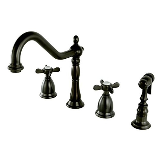 Kingston Brass KS1795BEXBS Widespread Kitchen Faucet with Brass Sprayer, ORB