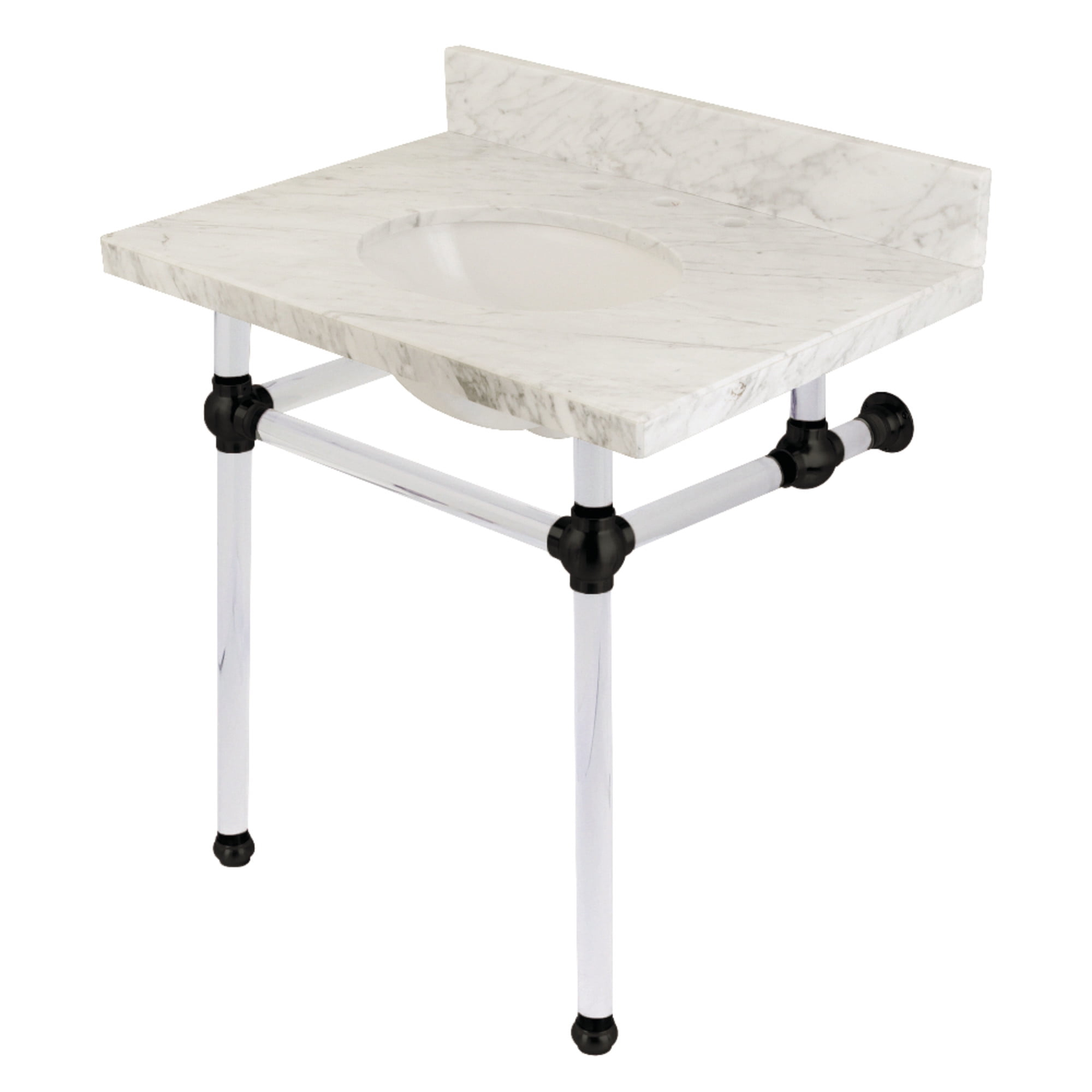 Kingston Brass Templeton 30-Inch Vanity Top with Clear Acrylic Legs (8-Inch, 3-Hole)