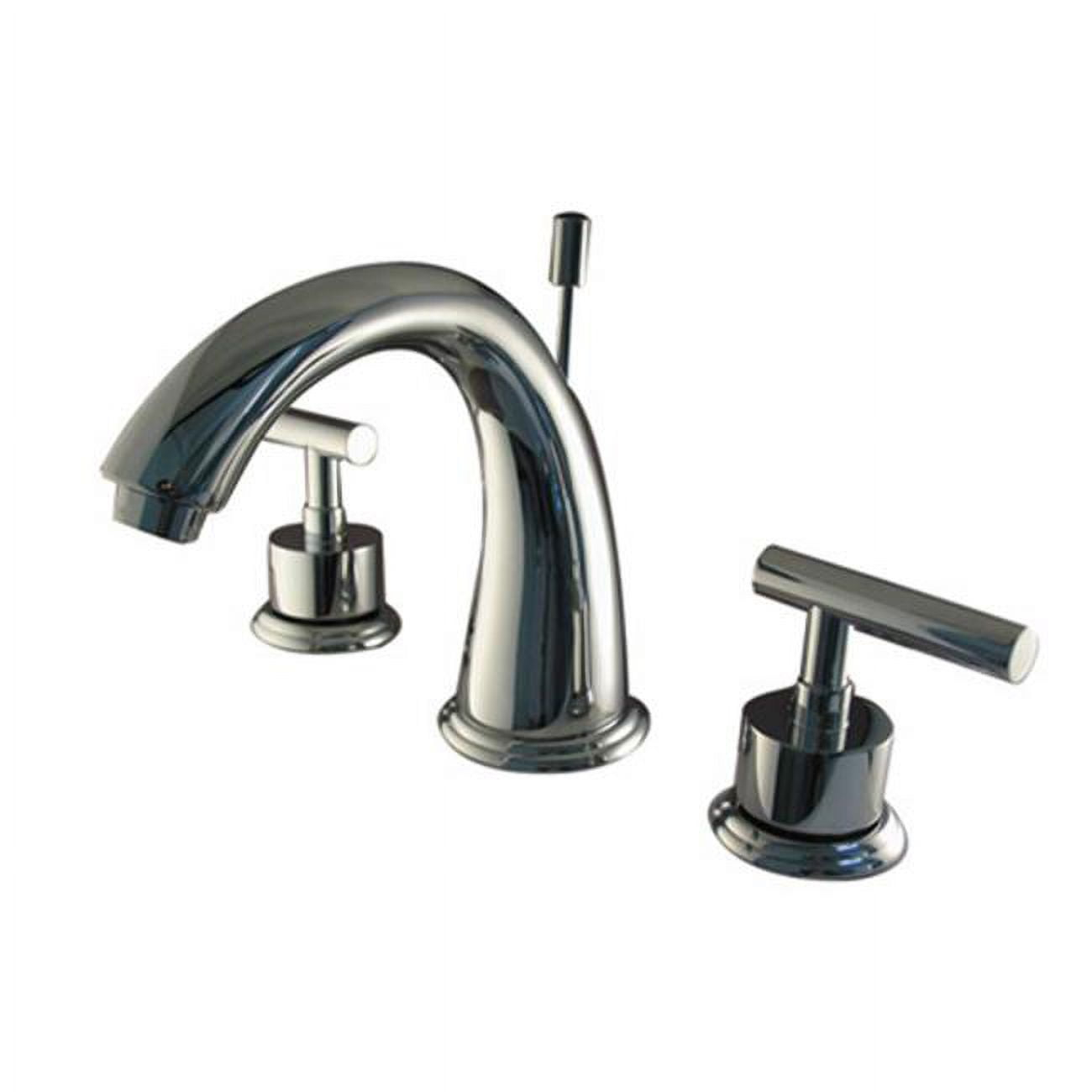 Kingston Brass Manhattan Two-Handle 3-Hole Deck Mount Widespread Bathroom Faucet with Brass Pop-Up Drain