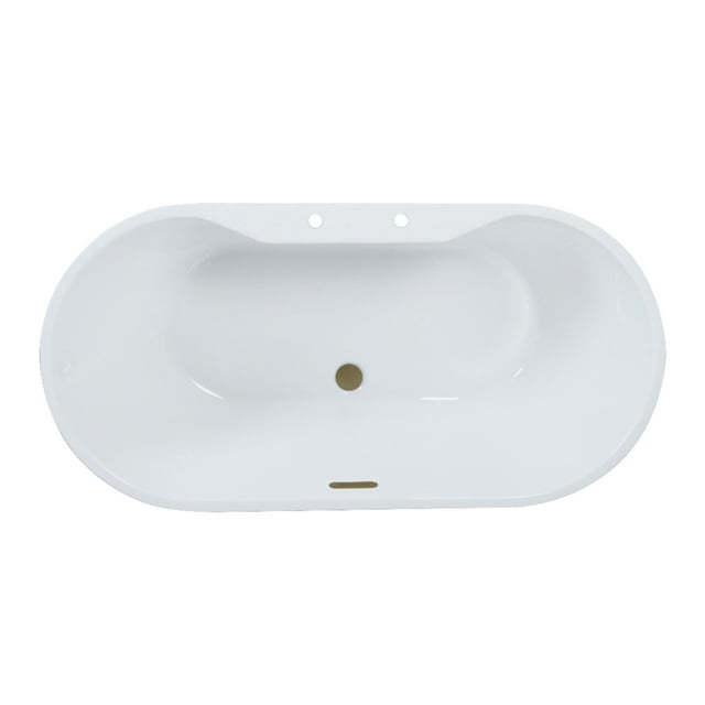 Kingston Brass VT7DE512823C423 51" Acrylic Oval Double Ended Freestanding Tub with Drain, Glossy White/Antique Brass