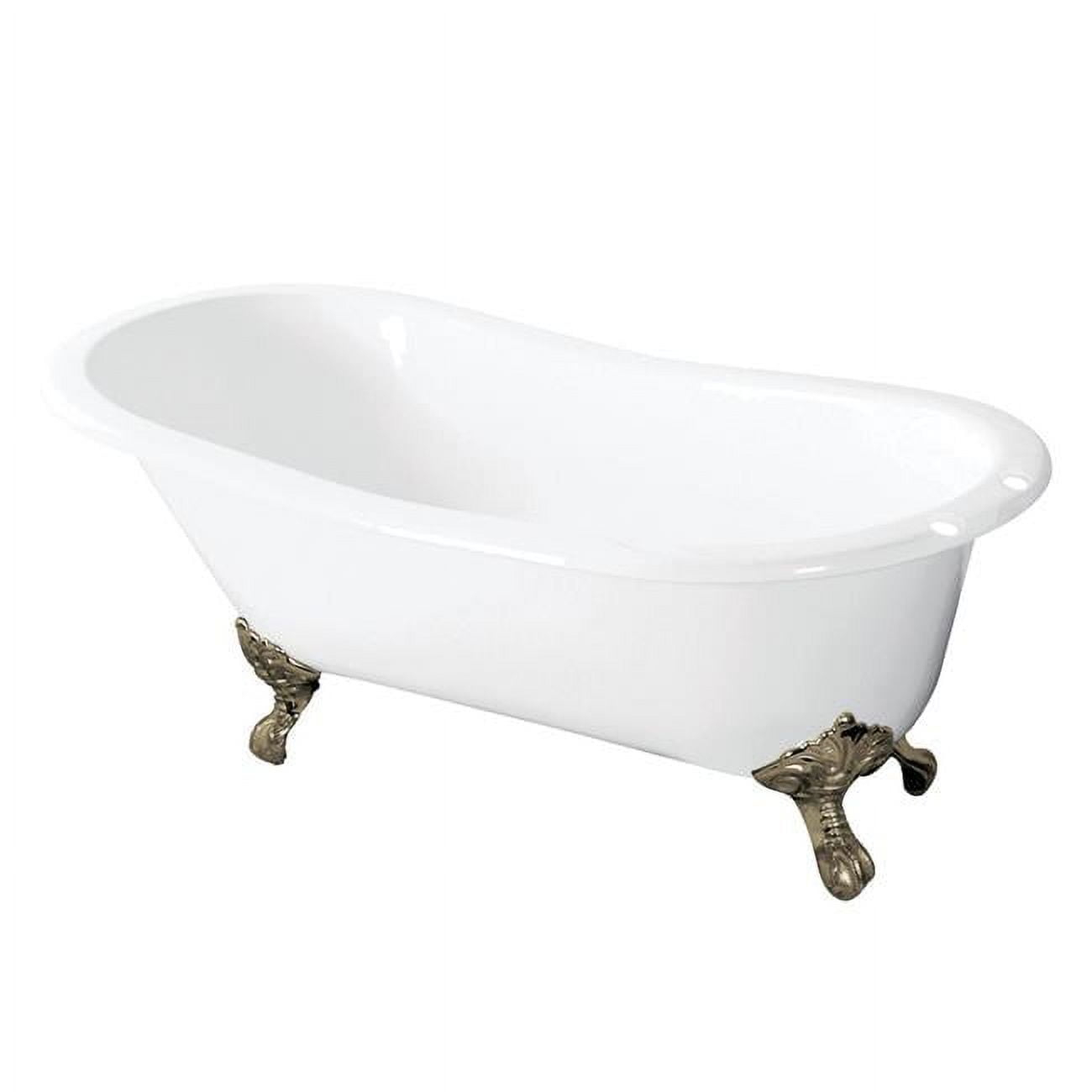 Kingston Brass Tazatina 54-Inch Cast Iron Oval Single Slipper Clawfoot Tub (7-Inch Faucet Drillings)