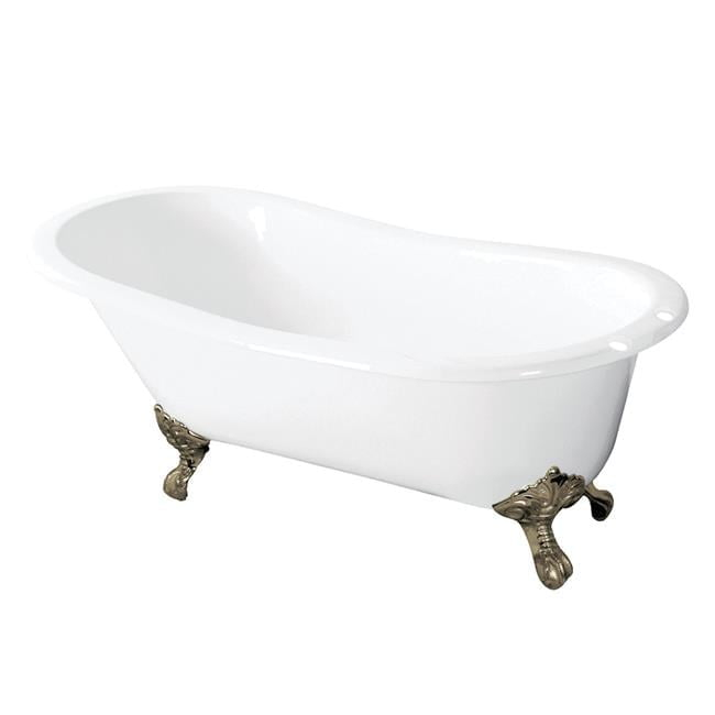 Kingston Brass Tazatina 54-Inch Cast Iron Oval Single Slipper Clawfoot Tub (7-Inch Faucet Drillings)