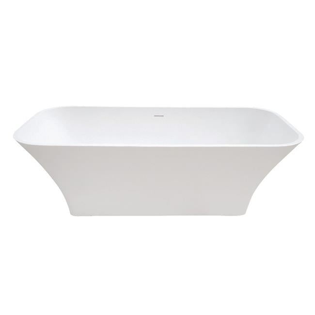 Kingston Brass Arcticstone 68-Inch Solid Surface Rectangular Double Ended Freestanding Tub with Drain