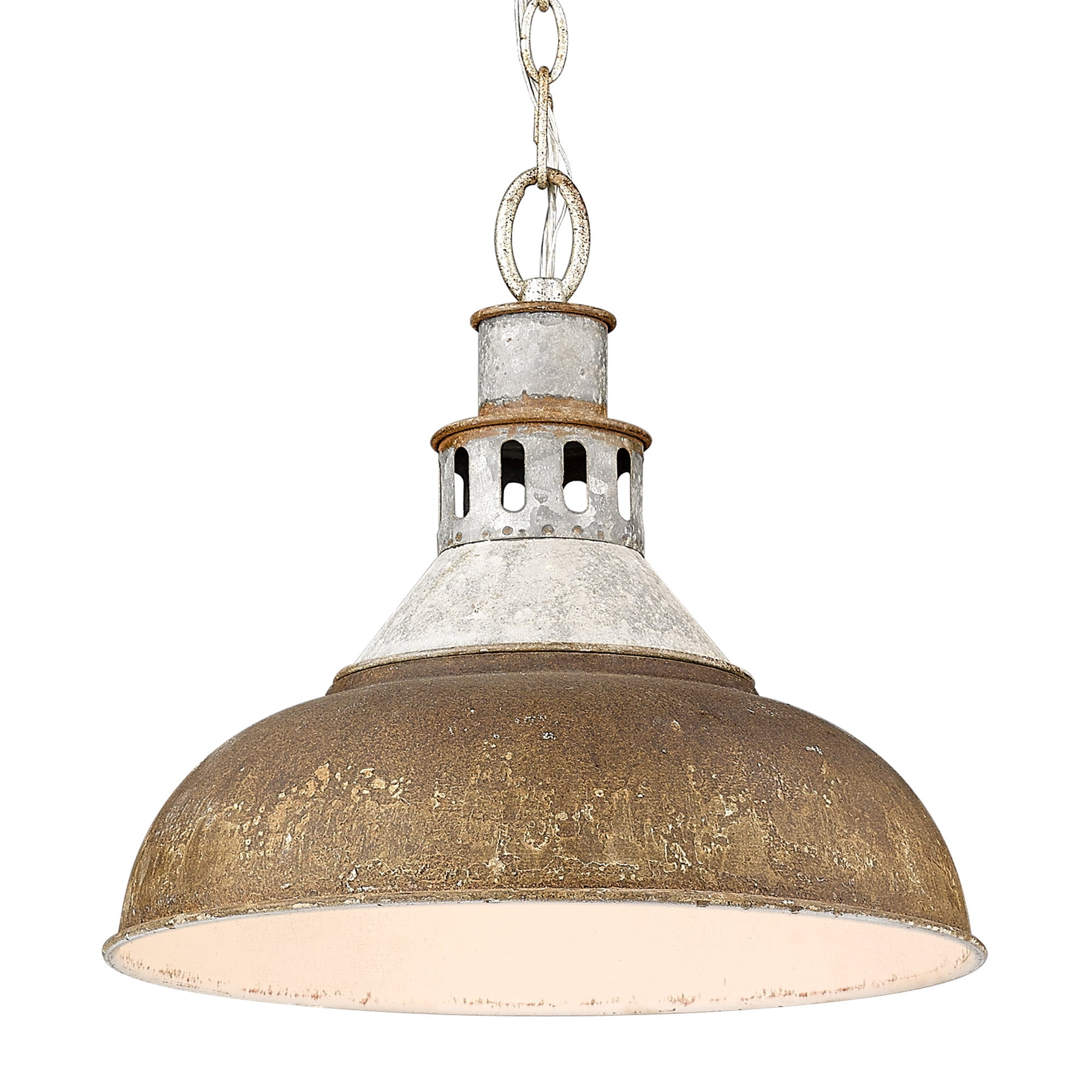 Golden Lighting Kinsley 1-Light Pendant in Aged Galvanized Steel with Antique Rust