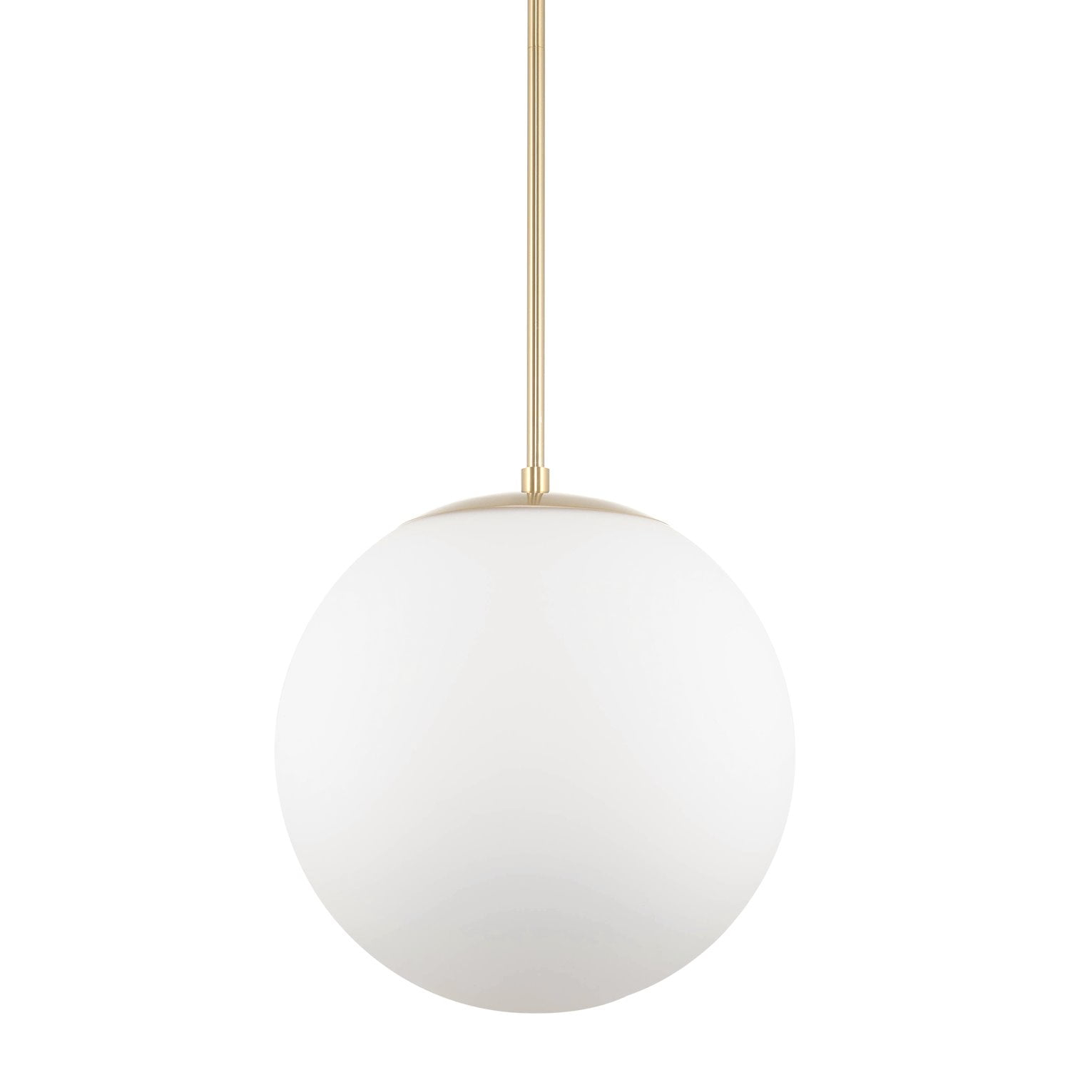 Kira Home Ceres 14" Mid-Century Modern Hanging Orb Pendant Light with Smooth Matte White Frosted Diffuser, Cool Brass