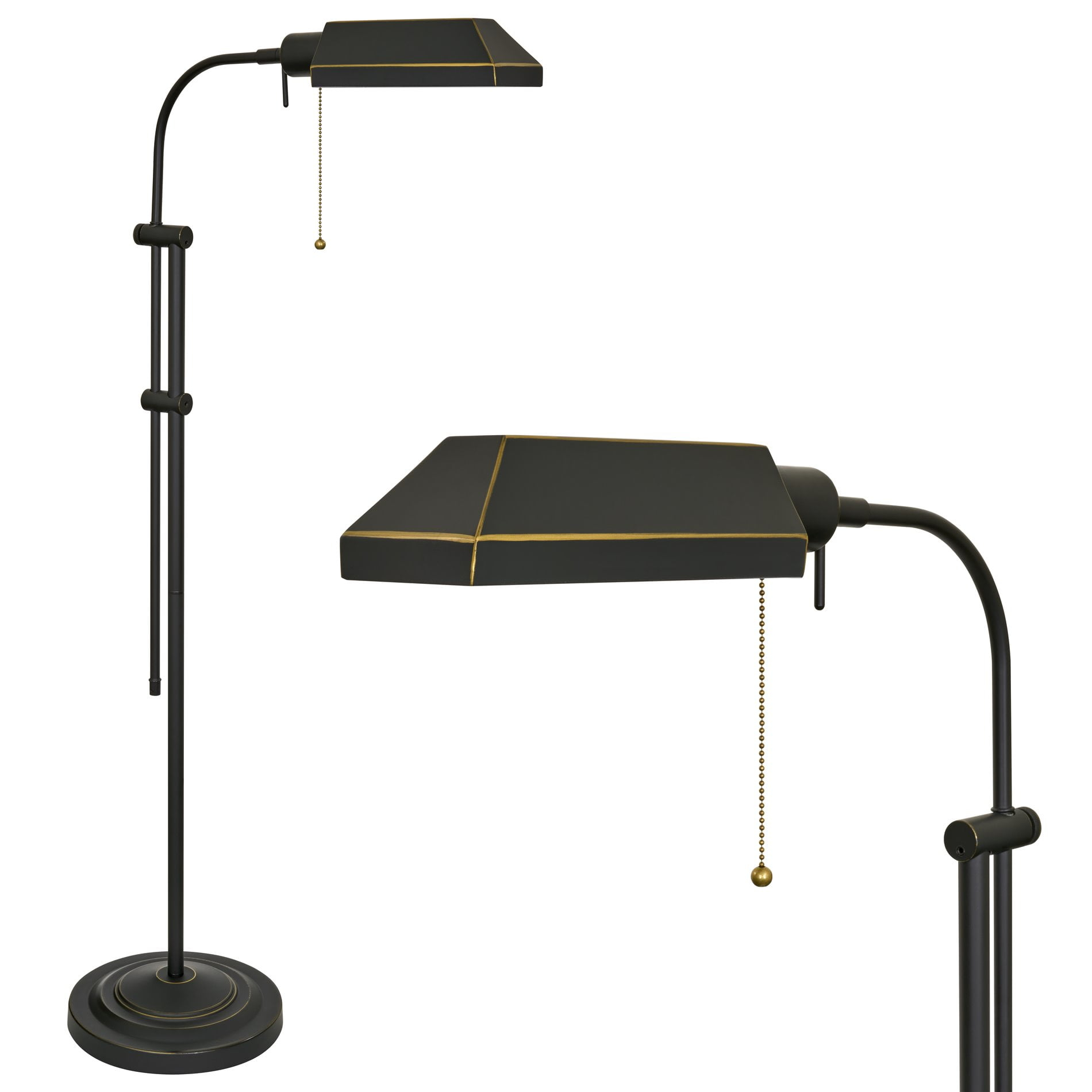 GOURE Prescott 58" Modern Industrial Adjustable Standing Pharmacy Floor Lamp, Dark Bronze Finish, Includes 6W LED Bulb (60W eq.) Energy Efficient, Eco-Friendly, Pivot Head for Hobby/Precise Task