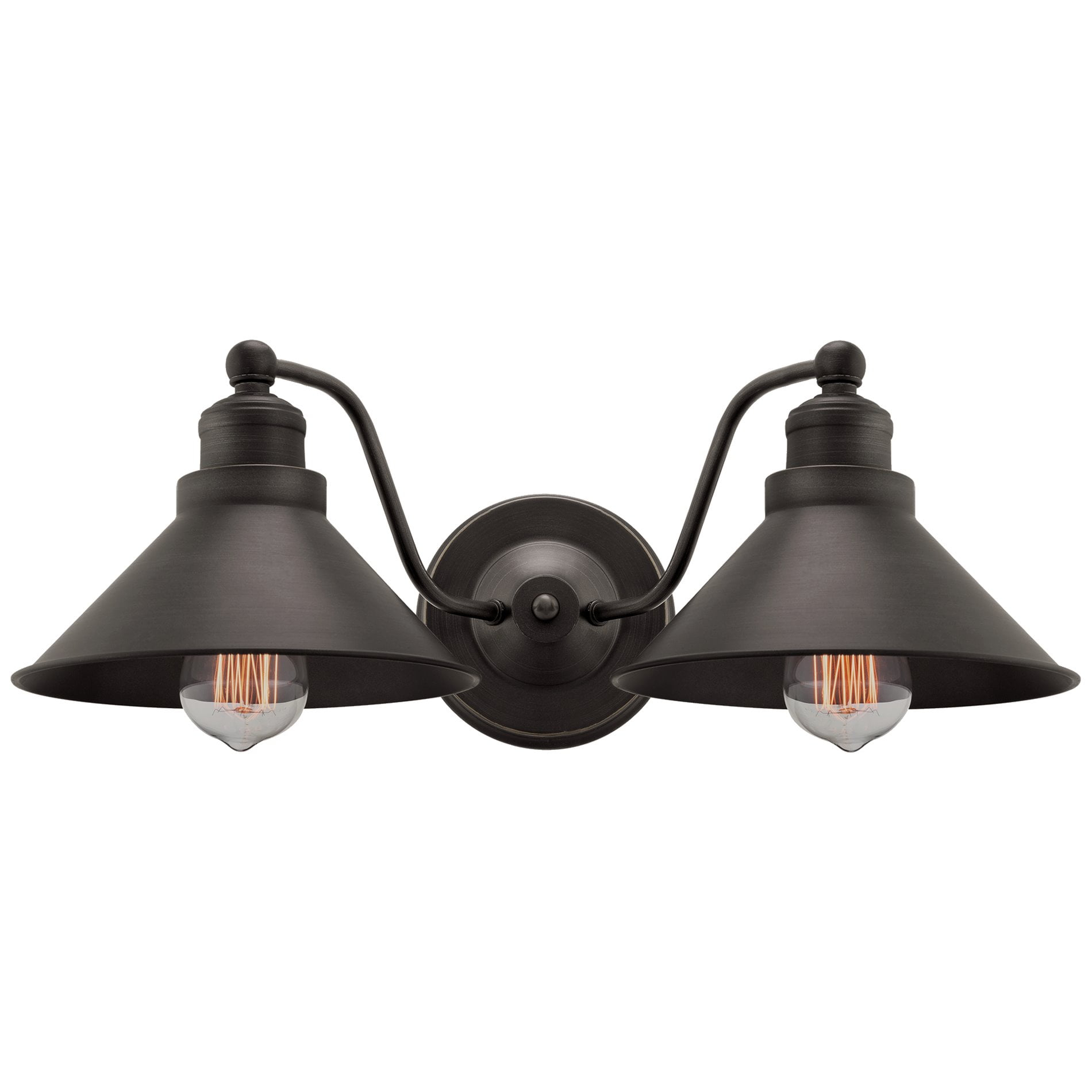 Kira Home Welton 19" 2-Light Farmhouse Bathroom Light, Wall Sconce Barn Light, Gold Trim + Brushed Dark Bronze