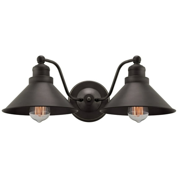 Kira Home Welton 19" 2-Light Farmhouse Bathroom Light, Wall Sconce Barn Light, Gold Trim + Brushed Dark Bronze