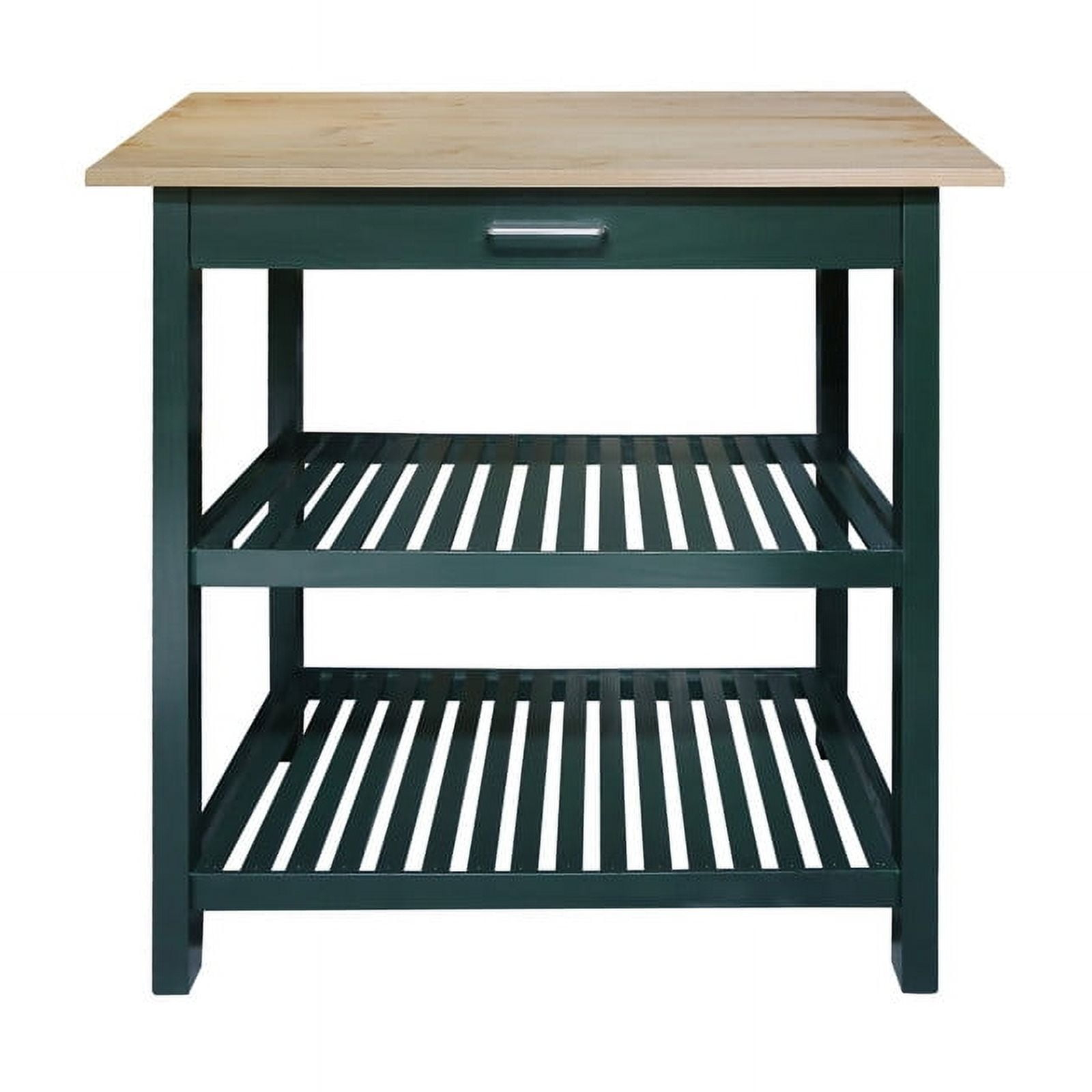 Kitchen Island with Solid American Hardwood Top, Hunter Green