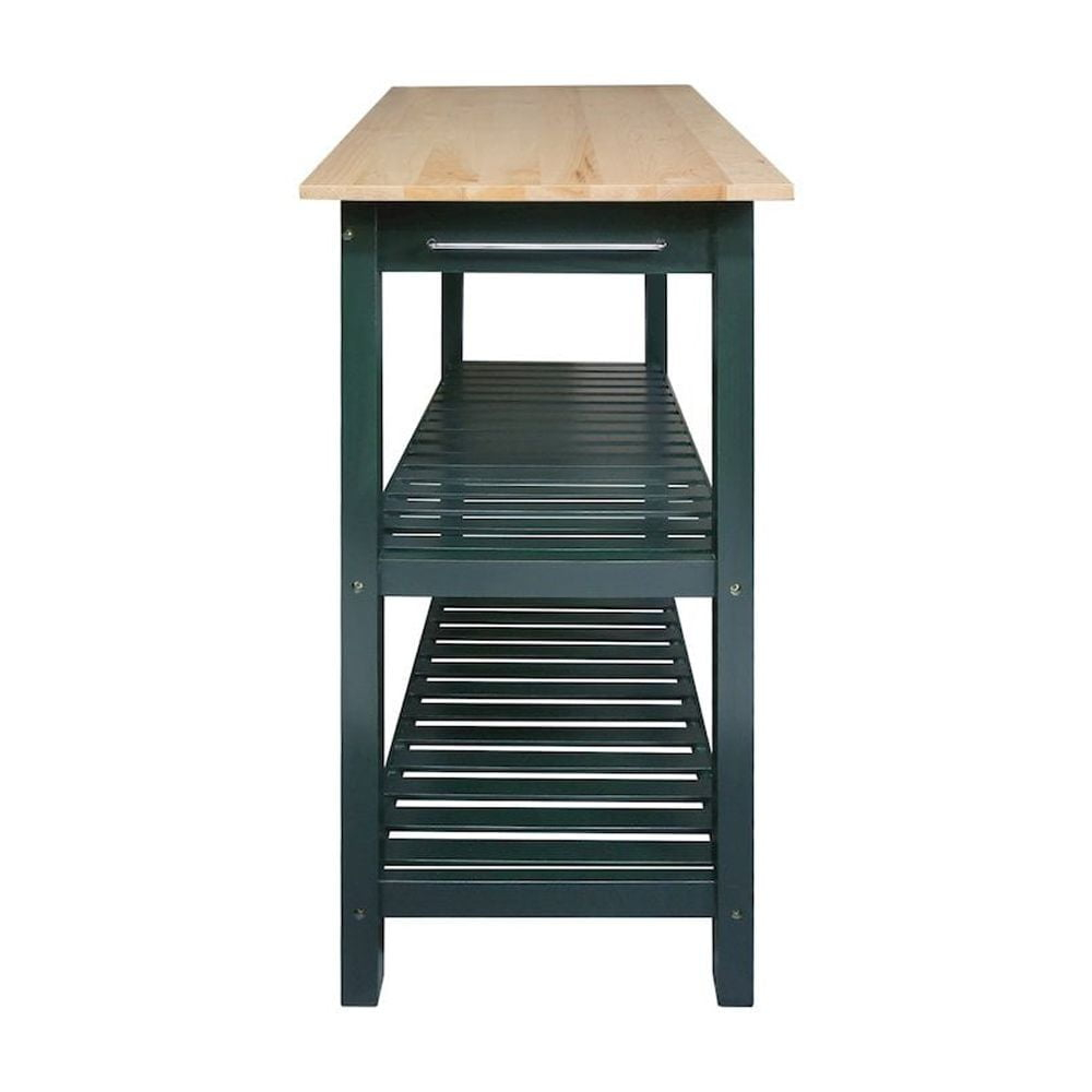 Casual Home Kitchen Island with Solid American Hardwood Top, Hunter Green