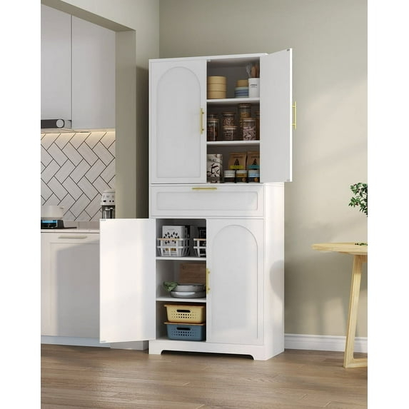 Metal Storage Cabinet With 2 Doors and 3 Adjustable Shelves, Black Kitchen Pantry for Food, Utility Cabinet for Laundry Room, Cupboard