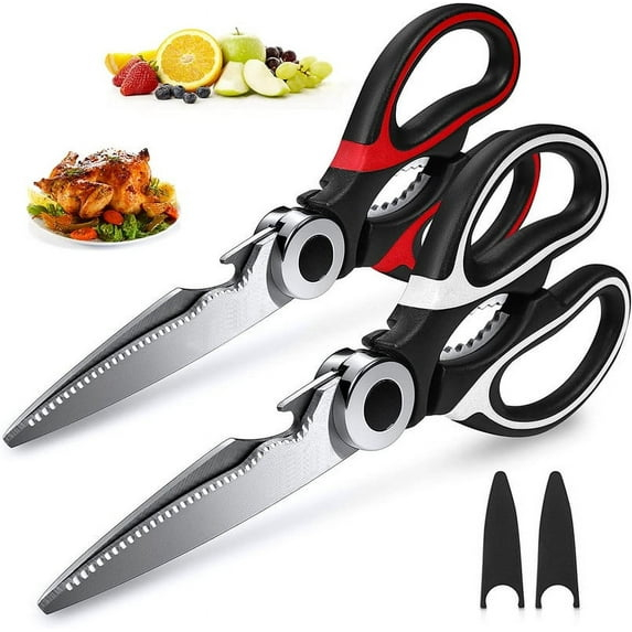 Kitchen Scissor For General Use 2-Packs,Heavy Duty Kitchen Raptor Meat Shears,Dishwasher Safe Cooking Scissors, Stainless Steel Multi-function Scissors For Food,Chicken,Poultry, Fish, Pizza