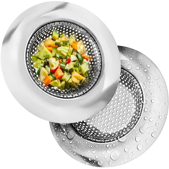 Kitchen Sink Strainer - Food Catcher for Most Sink Drains - Rust Free Stainless Steel - 2 Pack - 4.5 Inch Diameter