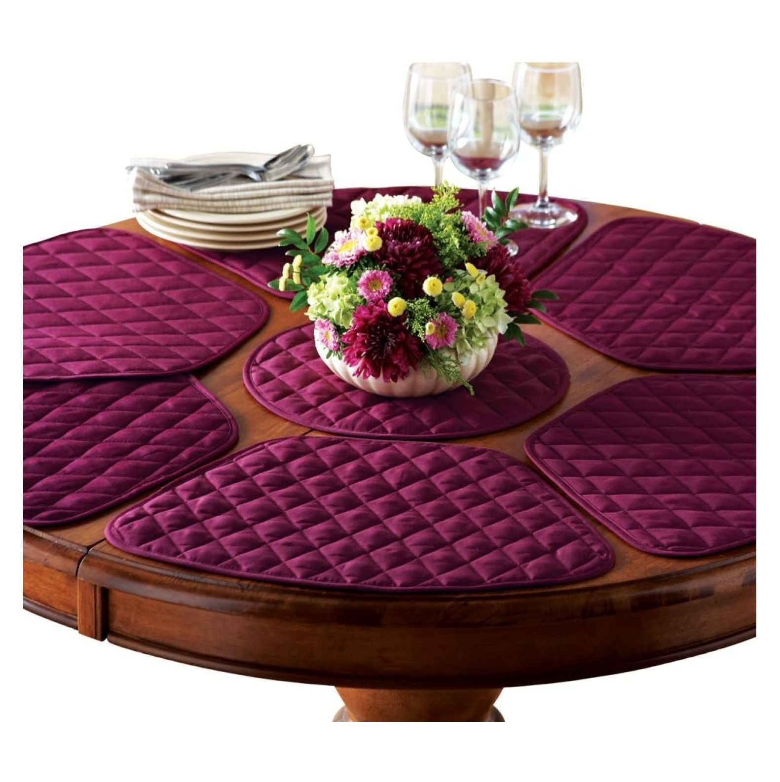 Collections Etc Kitchen Table Placemat and Centerpiece Set - 7 Pc, Red