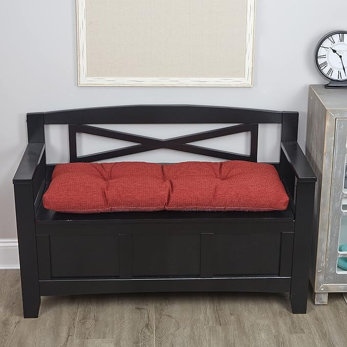 Gripper 43"x14"x3" Non Slip Tufted Omega Universal Bench Cushion Flame: Indoor Woven Polyester Rectangle Seat Cushion