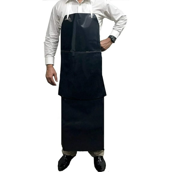 Kleen Chef, Premium PVC Leather Apron, Double Layer Apron, Black (Pack-1)
