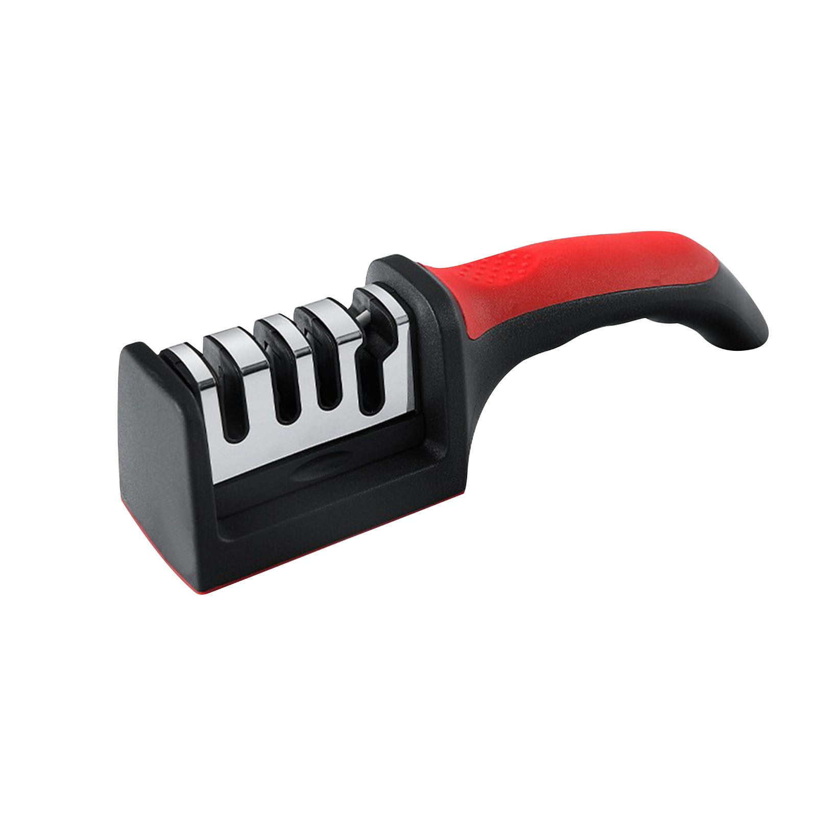 Knife Sharpeners for Kitchen Knives, Stainless Steel 4 in1 Kitchen Knife Sharpener, Ergonomic and Easy to Use Knife Sharpening Kit with 4 Stage Sharpening Slots