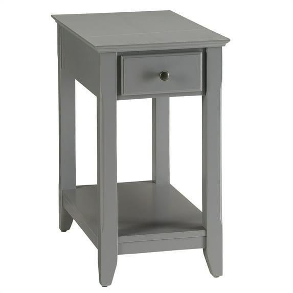 Knubmt 1 Drawer Side Table with Bottom Shelf, Wood End Table for Living Room, Office, Gray