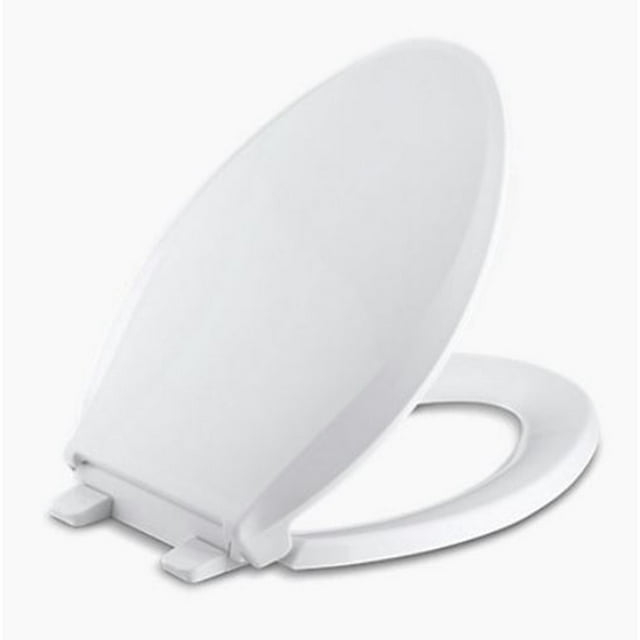 KOHLER 4636-RL-0 Cachet ReadyLatch Elongated Toilet Seat, Quiet-Close Lid and Seat, Countoured Seat, Grip-Tight Bumpers and Installation Hardware, White