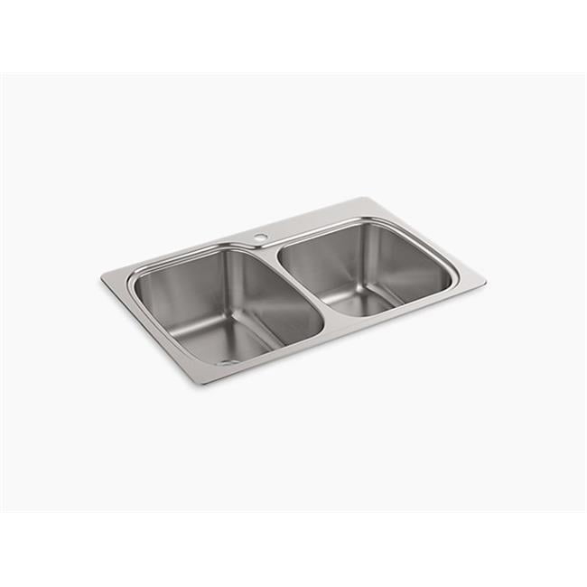 Kohler K-75791-1 Verse 33" Double Basin Drop-In Or Undermount Stainless Steel Kitchen Sink
