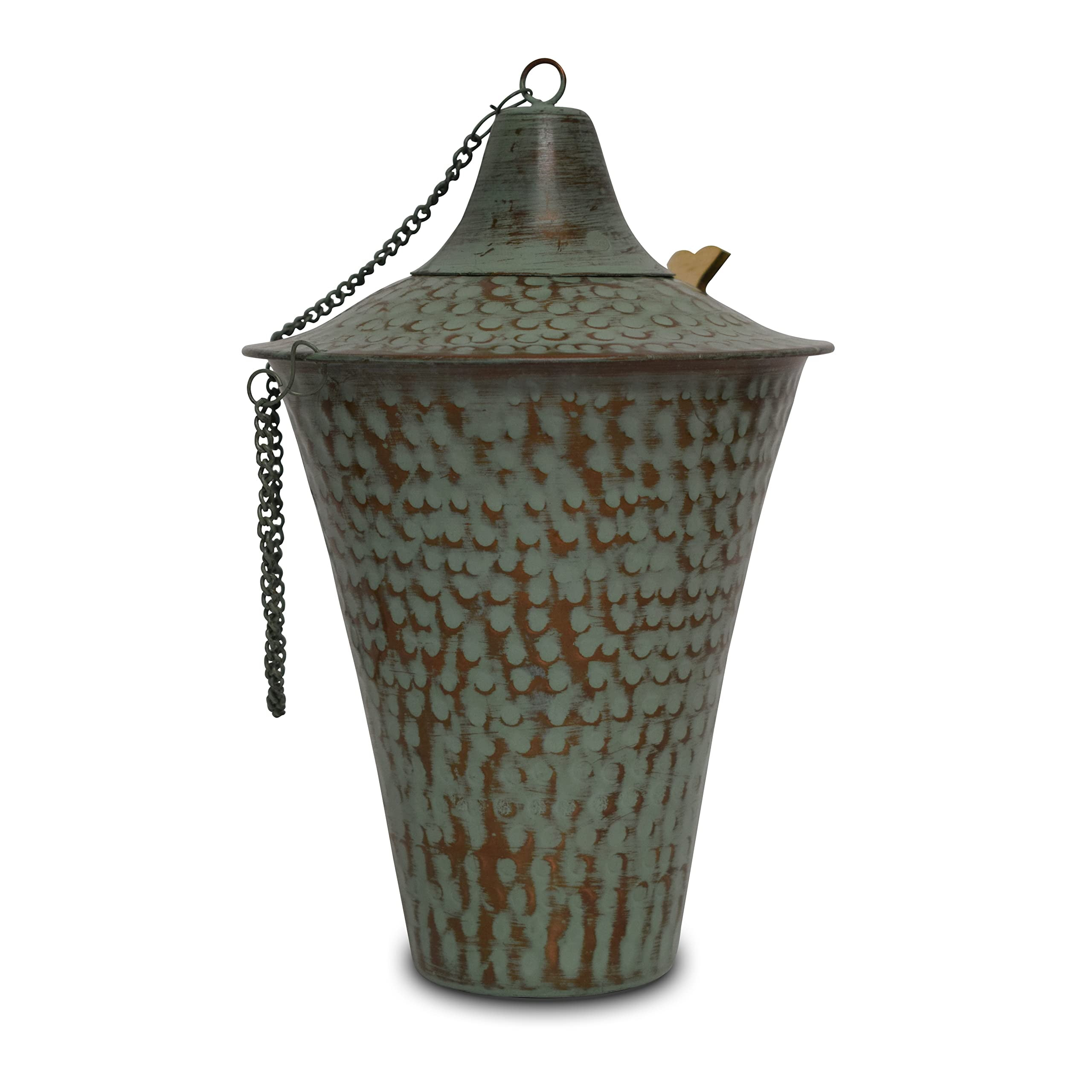 Kona Tabletop Oil Torch - Sophisticated Oil Lamp is Perfect as a Centerpiece or as Landscape Lighting - Easy Refill 32oz Bowl with Matching Snuffer and Fiberglass Wick (Hammered Patina)