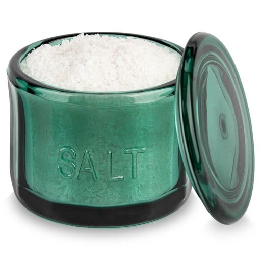 Kook Glass Salt Cellar, with Airtight Lid, 10 Oz, Emerald