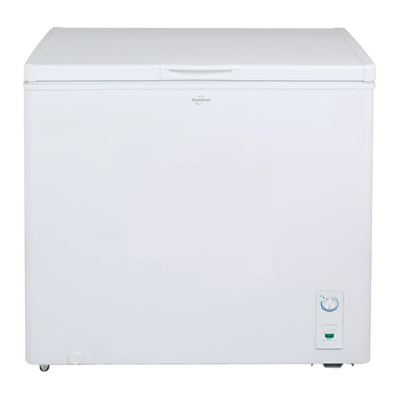 Koolatron Large Chest Freezer, 7.0 cu ft (195L),Manual Defrost Deep Freeze, Storage Basket, Space-Saving Flat Back, Stay-Open Lid, Front-Access Drain, White