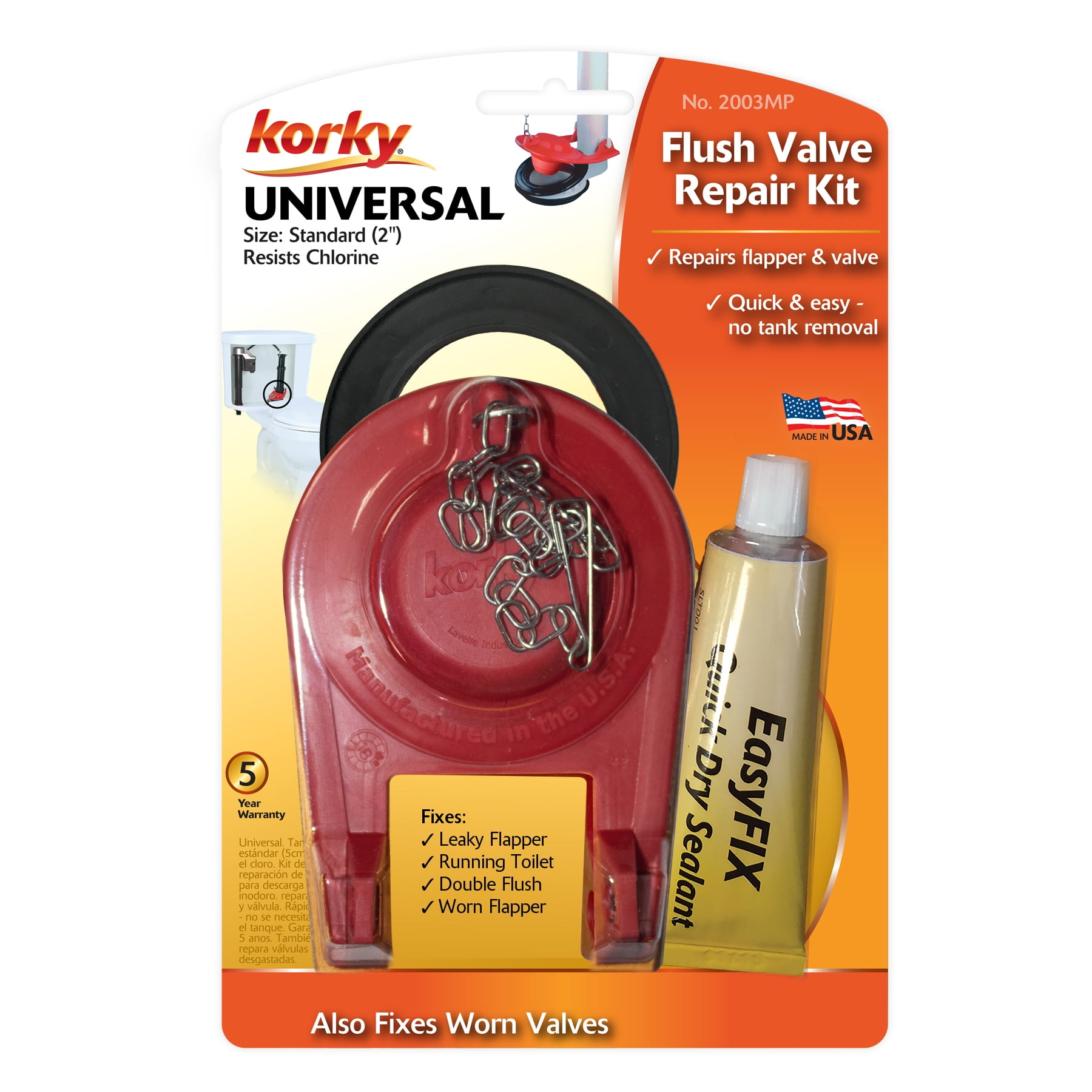 2" Universal Toilet Flush Valve Repair Kit with Adjustable Toilet Flapper