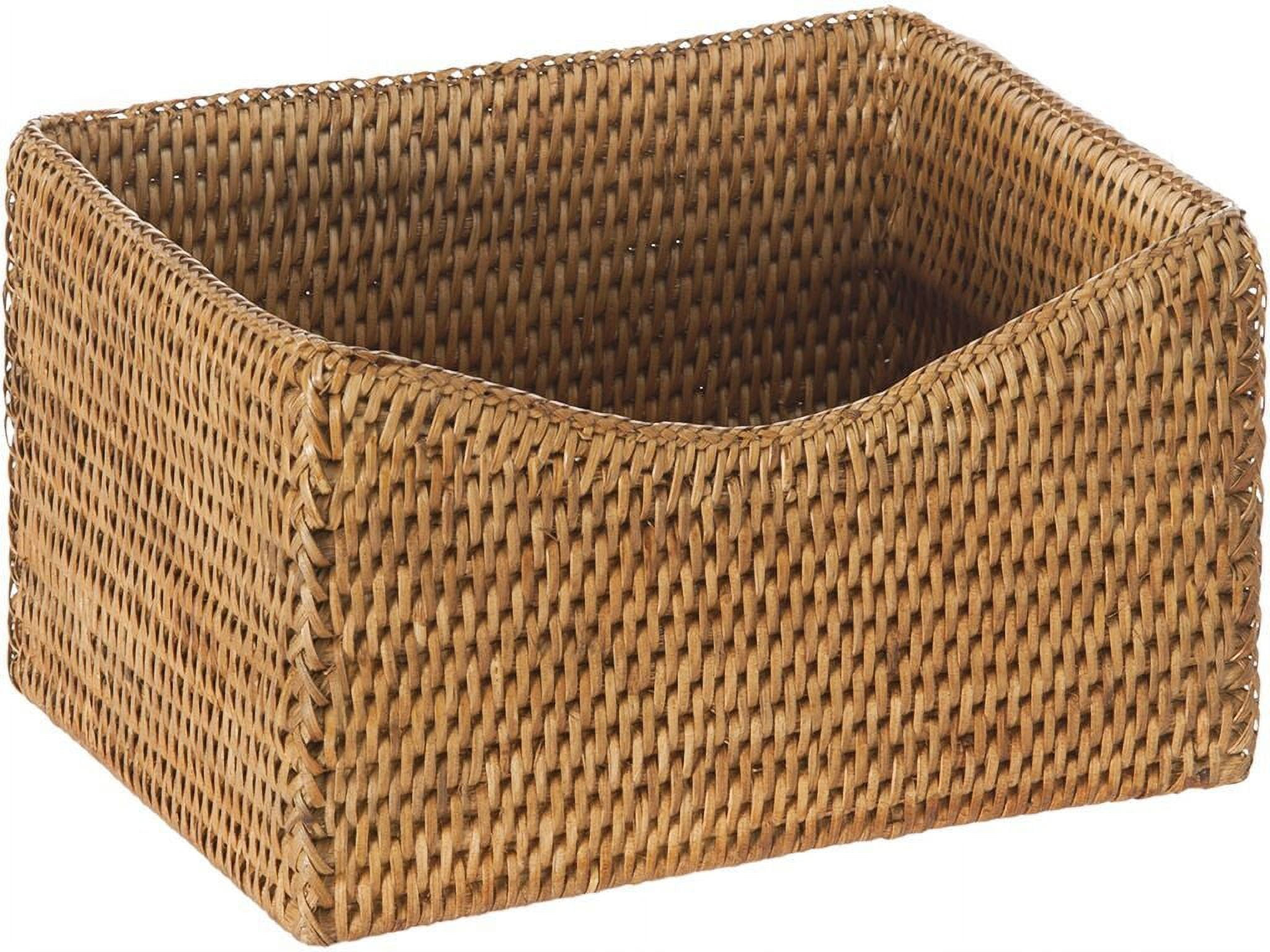 Kouboo La Jolla Rattan Organizing & Shelf Basket, Hand Woven Basket For Shelves, Foldable Cube Storage Baskets Bins, Pantry, Honey Brown