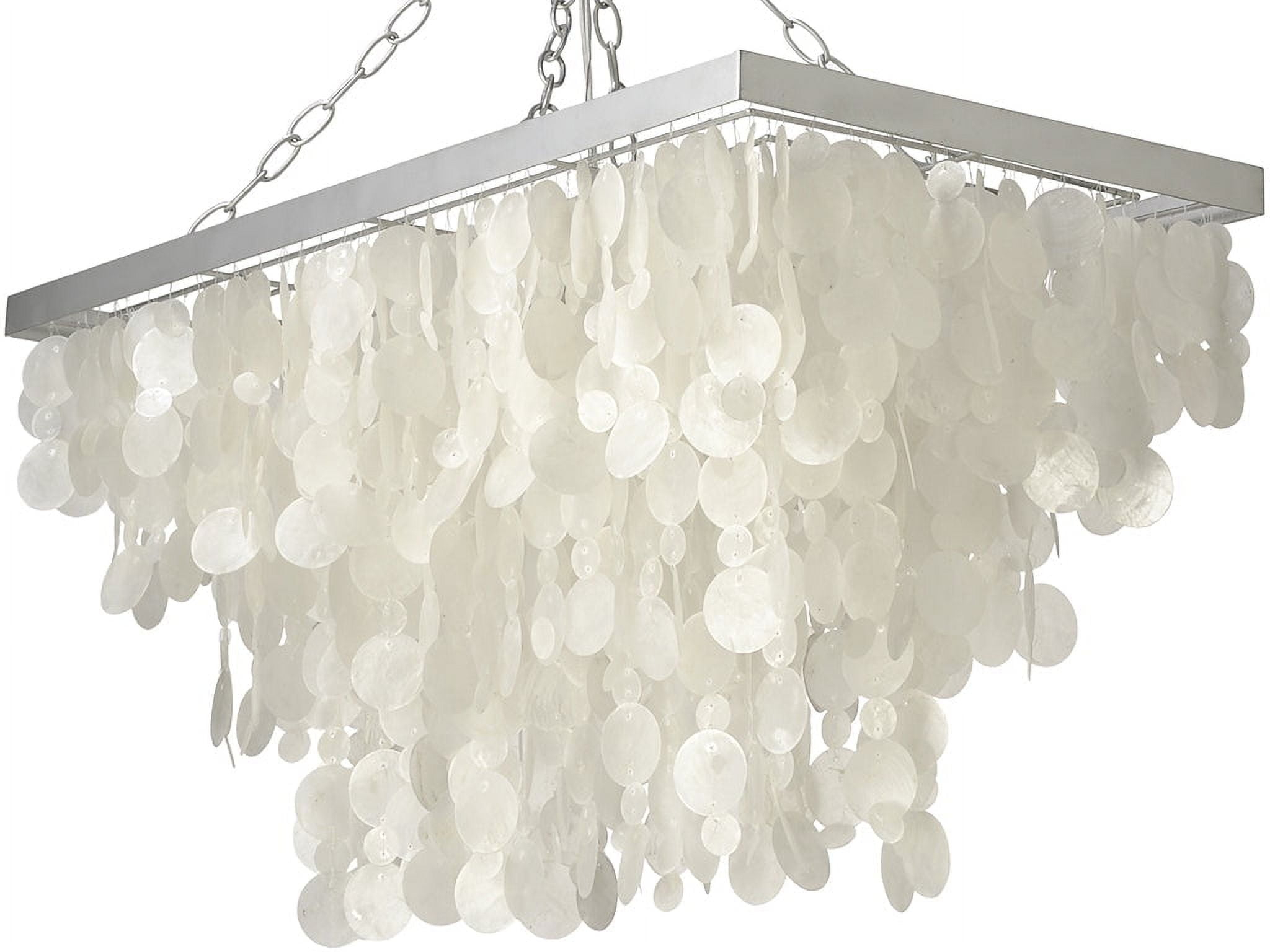 Kouboo Rectangular Chandelier With Capizzi, Pendant Lighting, Chandelier For Living Room, Dining Table, Bedroom, Kitchen, White