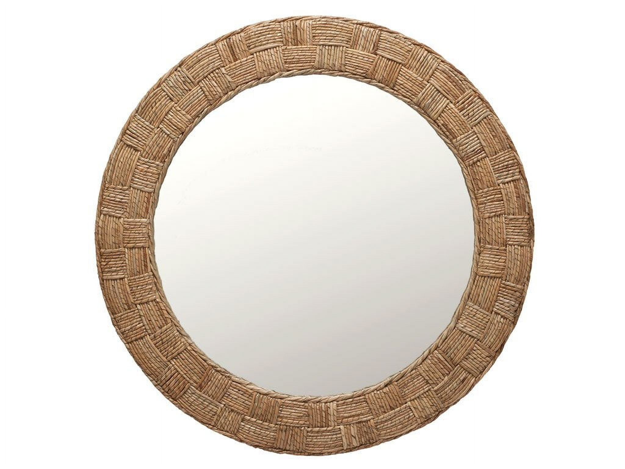 DaiZuY Round Rope Wall Mirror, Chequered, Beige/Natural