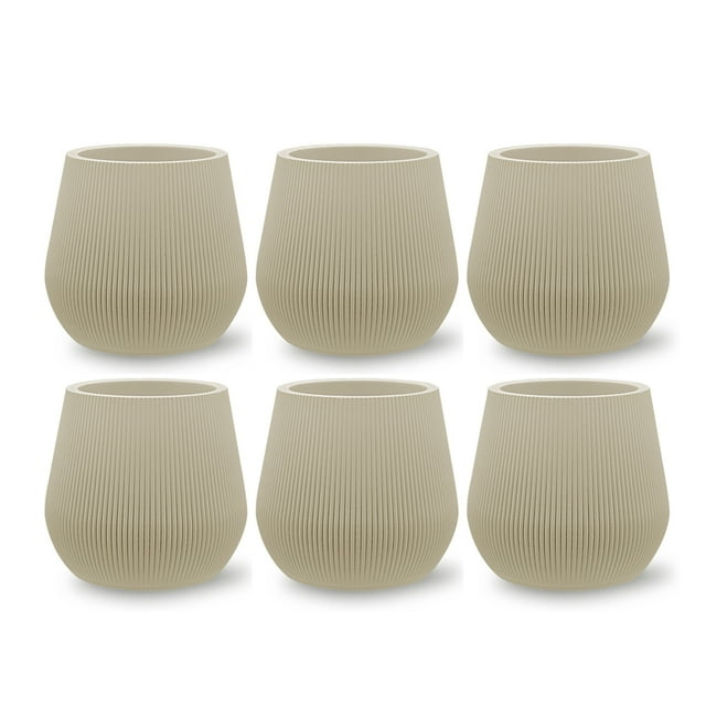 Koyal Wholesale 4" Desert Tan Ribbed Short Vases for Flowers, Fluted Flower Vase, Small Boho Vase, Mid Century Modern