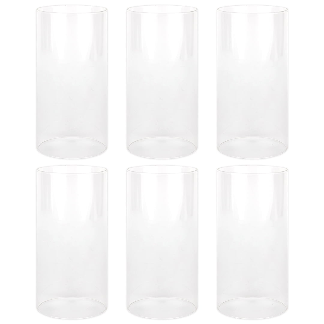 Koyal Wholesale 4" x 8" Glass Hurricane Candle Holder Shades - Chimney Glass Tube Covers for Taper & Pillar Candles, 6pk