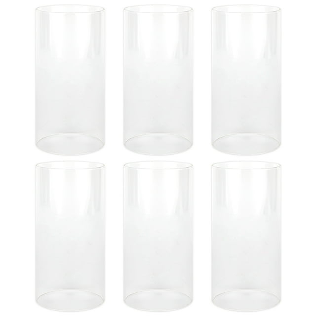 Koyal Wholesale 4" x 8" Glass Hurricane Candle Holder Shades - Chimney Glass Tube Covers for Taper & Pillar Candles, 6pk