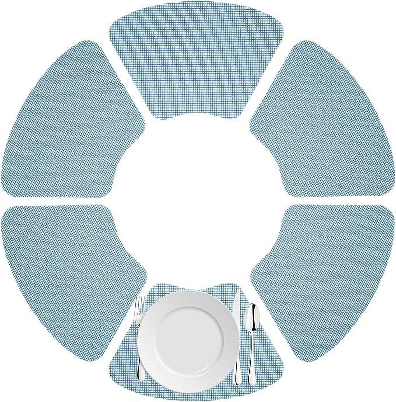 Kraftware Fishnet Wedge Placemats to Add Color to Any Round Outdoor Table (Set of 6) Niagara Blue