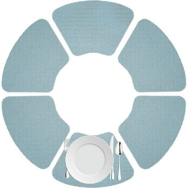 Kraftware Fishnet Wedge Placemats to Add Color to Any Round Outdoor Table (Set of 6) Niagara Blue