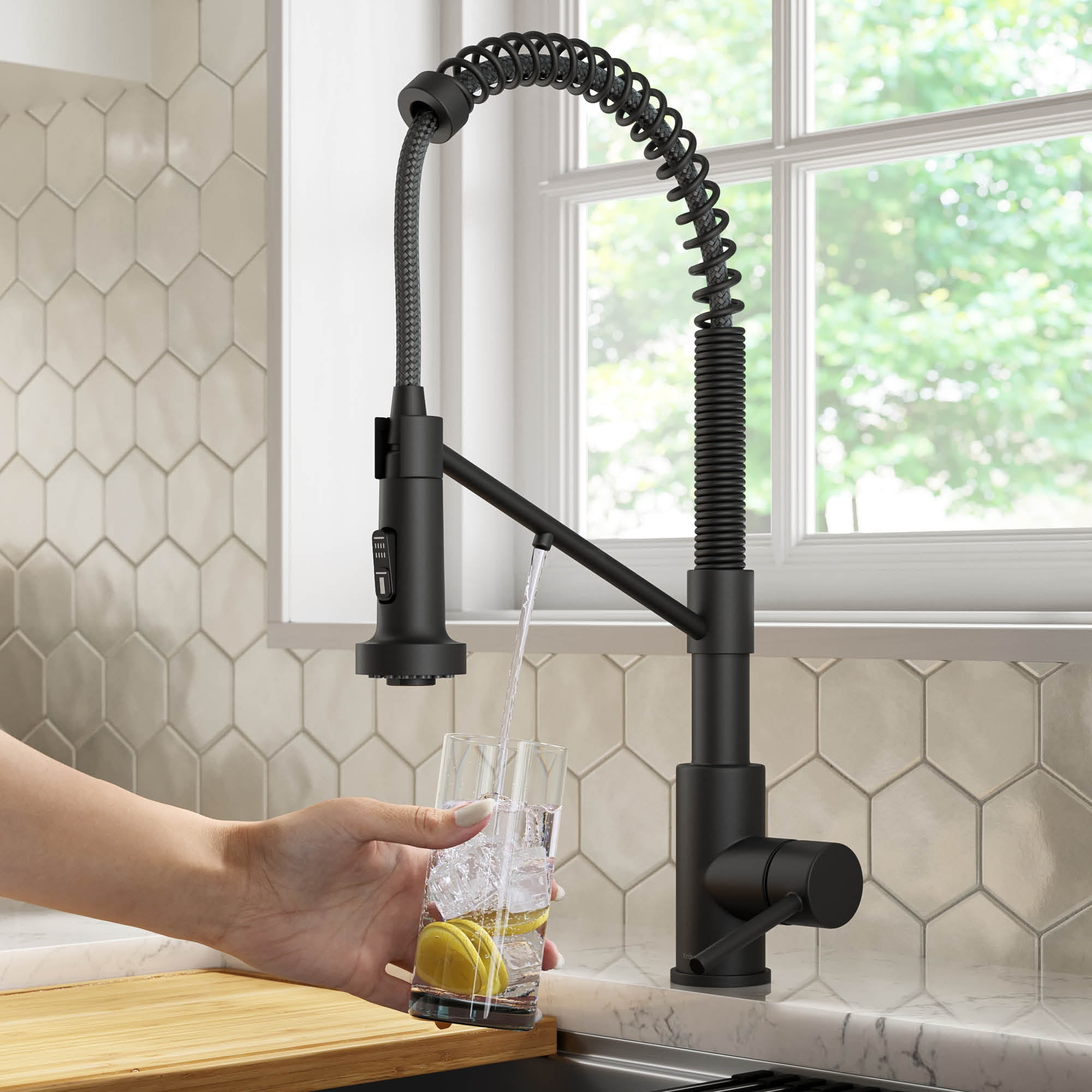 KRAUS Bolden 2-in-1 Commercial Style Pull Down Single Handle Water Filter Kitchen Faucet for Reverse Osmosis or Water Filtration System in Matte Black