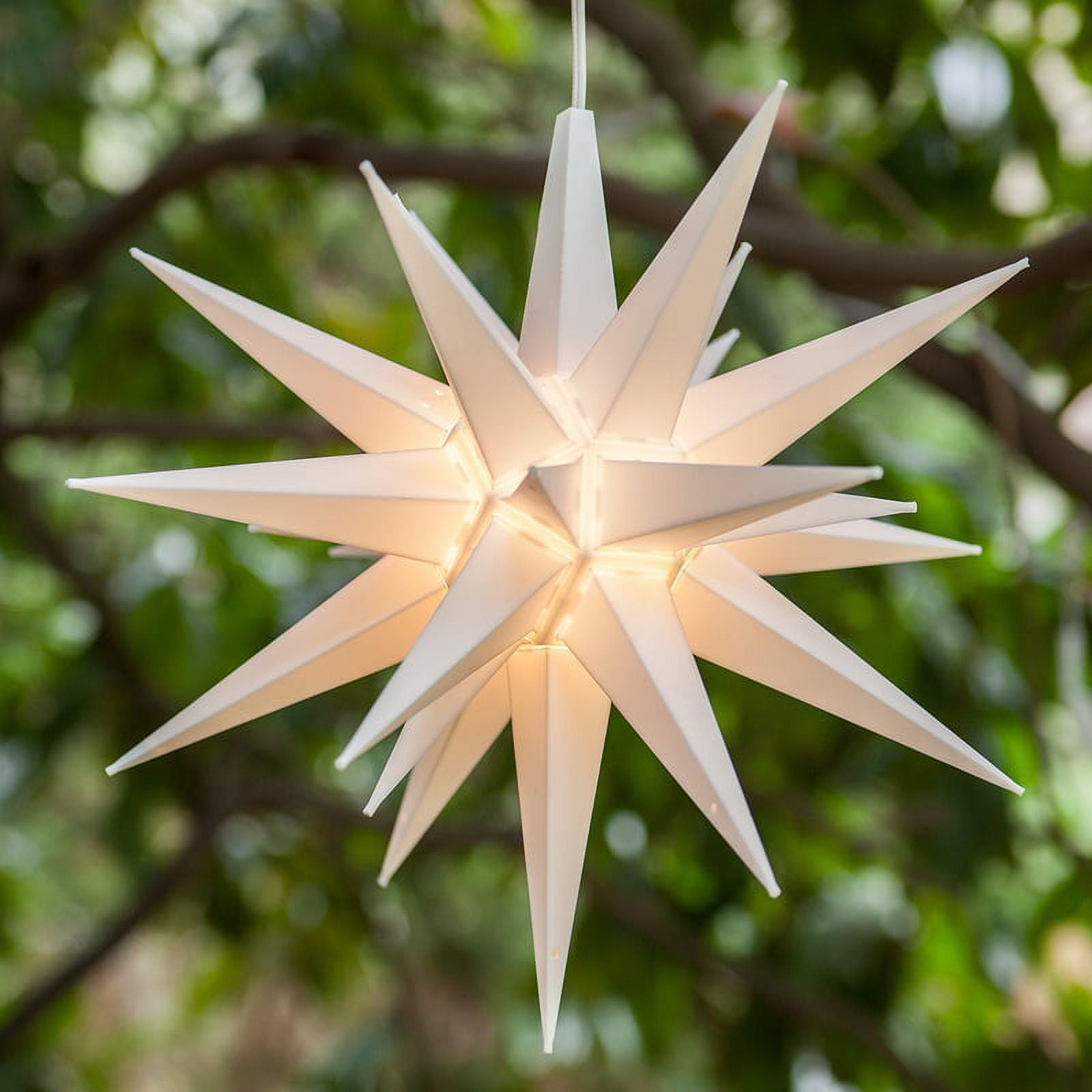 Kringle Traditions 14” White Moravian Star Christmas Star Light, White Christmas Star Outdoor Christmas Decoration