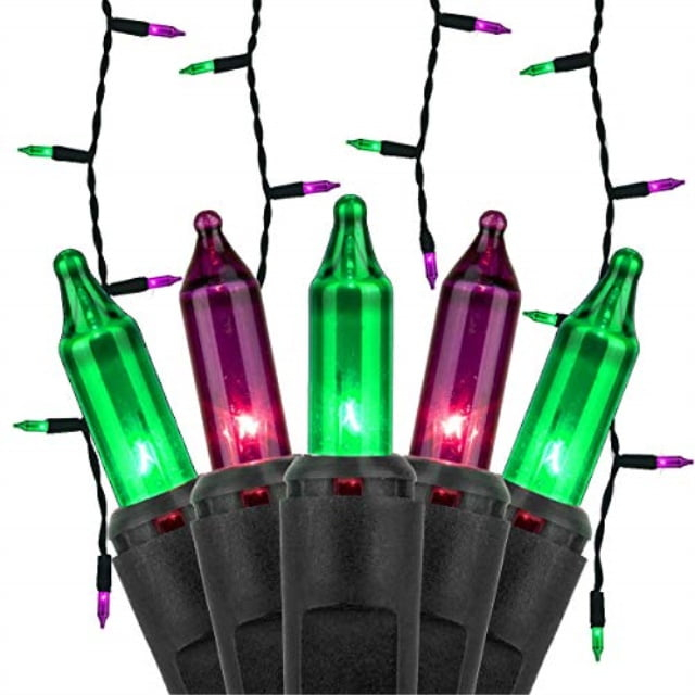 Kringle Traditions 150 Purple/Green Halloween Lights Outdoor Mini Icicle Light Strings