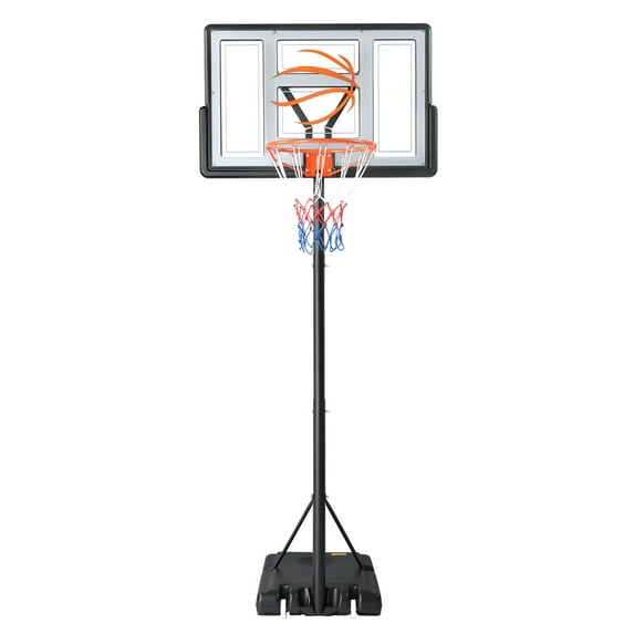 Ktaxon Portable Basketball Hoop Outdoor, Basketball Goal System 4.4-10ft Height Adjustable, 44inch Shatterproof Backboard, Gray Orange