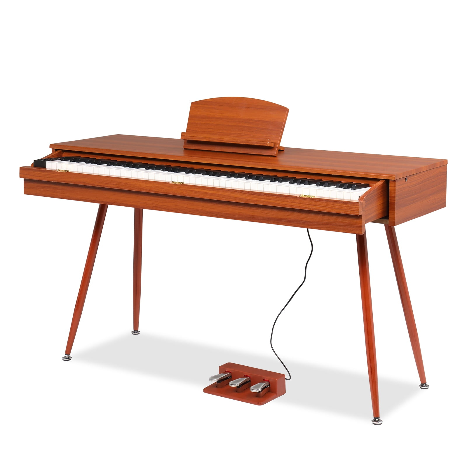 Ktaxon 88 Key Keyboard Piano Weighted Action Electronic Keyboard, Digital Piano with 3-Pedal Unit, Removable Music Stand, Stereo Headphone, Retro Dustproof Cloth and MIDI Connection