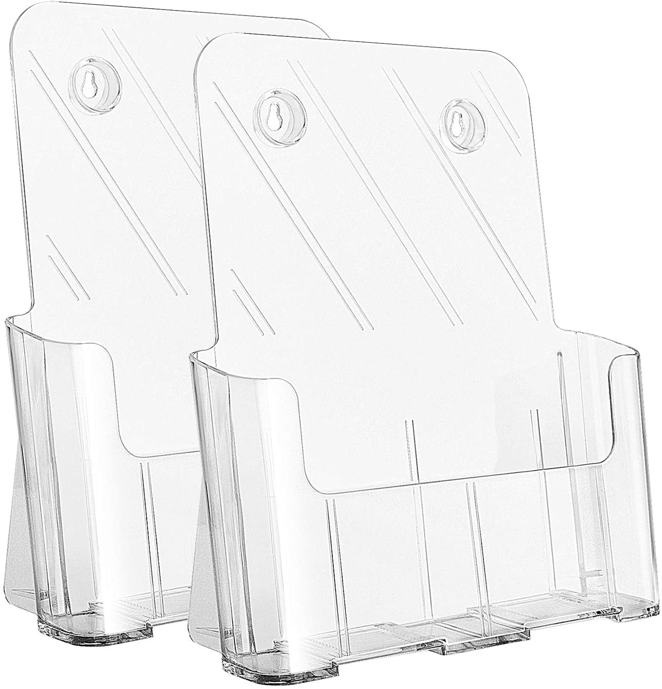Ktrio Acrylic Brochure Holder 8.5 x 11 inches Plastic Acrylic Literature Holders Clear Flyer Holder Rack Card Holder, Magazine, Pamphlet, Booklet Display Stand Trifold Holder Desk or Wall Mount 2 Pack